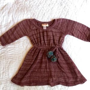 Siaomimi maroon sweater dress with pom pom tie